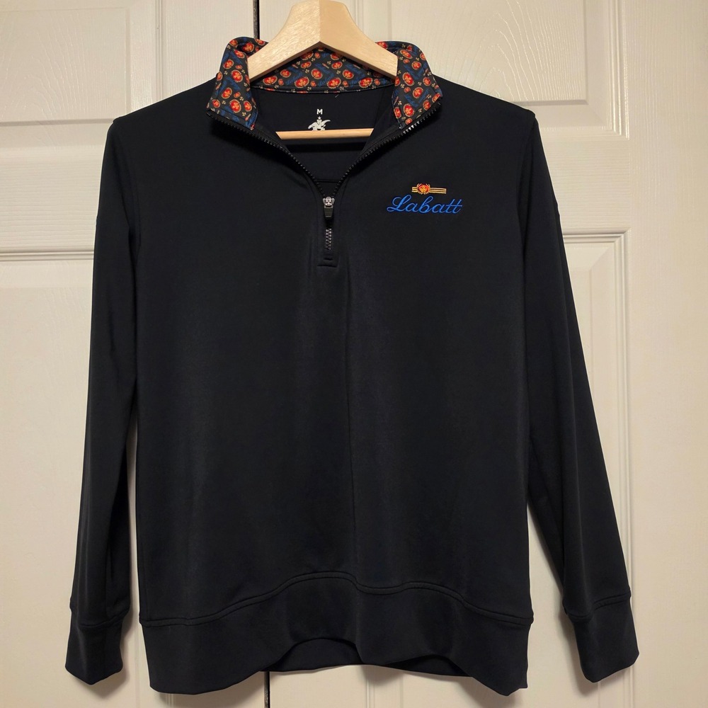 Anheuser-Busch Labatt Embroidered Quarter Zip Pullover Black Size Medium